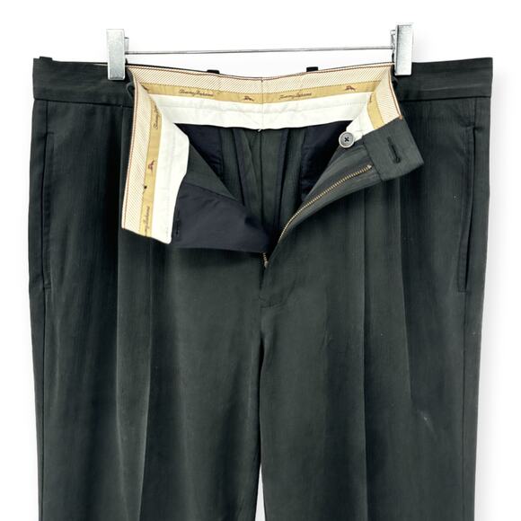 Tommy Bahama | 34W x 30L | Black Silk Rayon Blend Double-Pleat Pants Trousers - Picture 4 of 11